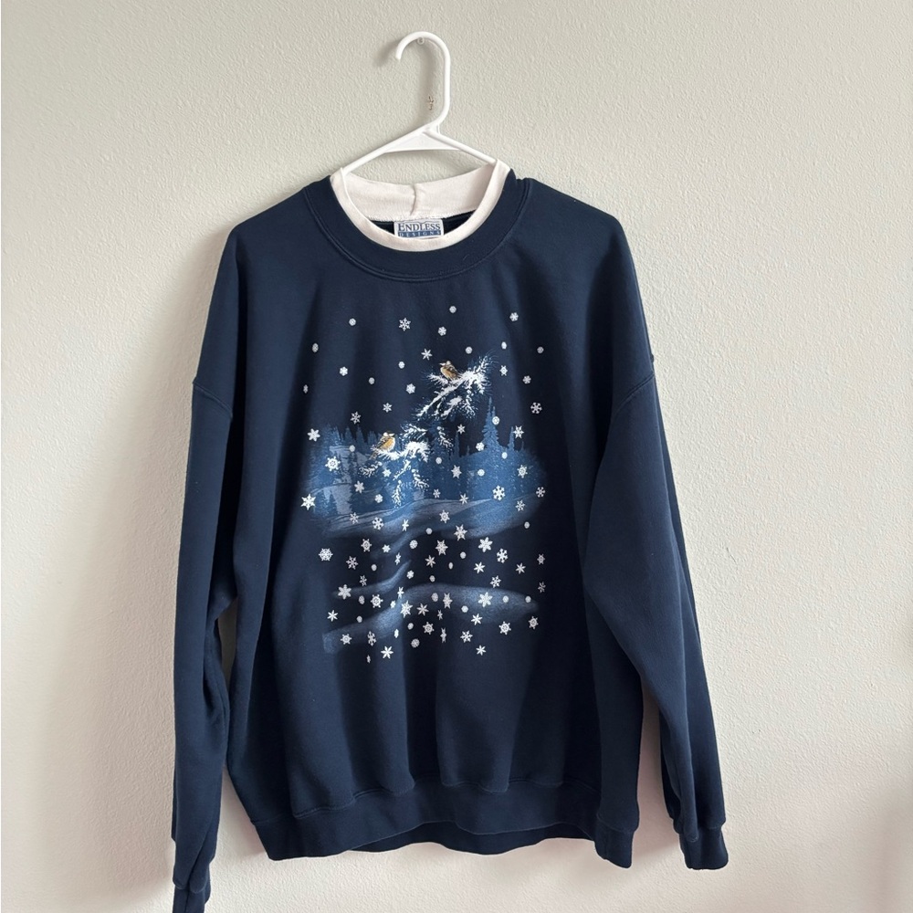 Men's Navy Blue Winter  Crewneck Sweater